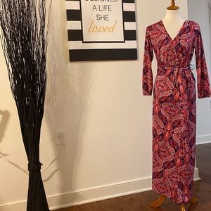 Multi colored maxi dress with belt